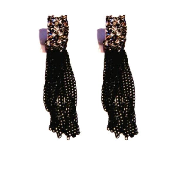 CRYSTAL EMBELLISHED MIXED METALS EARRINGS - Picture 2 of 2